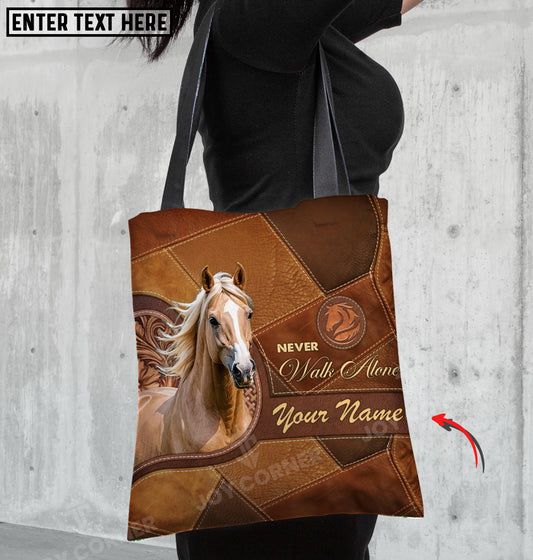 Joycorners Palomino Horse Never Walk Alone Custom Name 3D Tote Bag