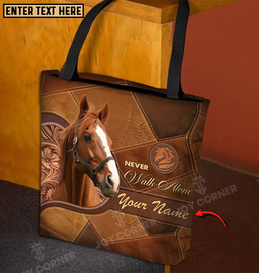 Joycorners Thoroughbred Horse Never Walk Alone Custom Name 3D Tote Bag