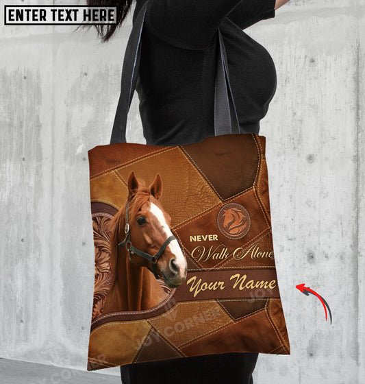 Joycorners Thoroughbred Horse Never Walk Alone Custom Name 3D Tote Bag