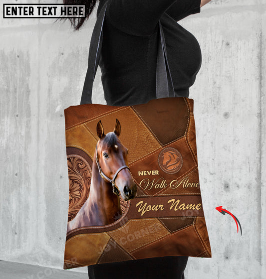 Joycorners Morgan Horse Never Walk Alone Custom Name 3D Tote Bag