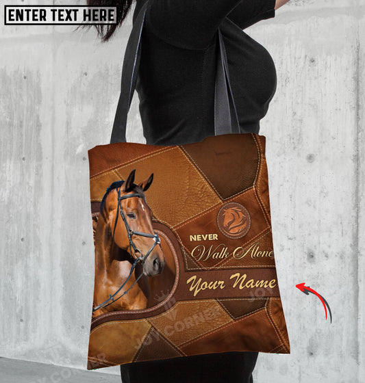 Joycorners Warmblood Horse Never Walk Alone Custom Name 3D Tote Bag