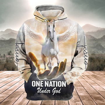 Joycorners Horse Lovers One Nation Under God 3D Hoodie