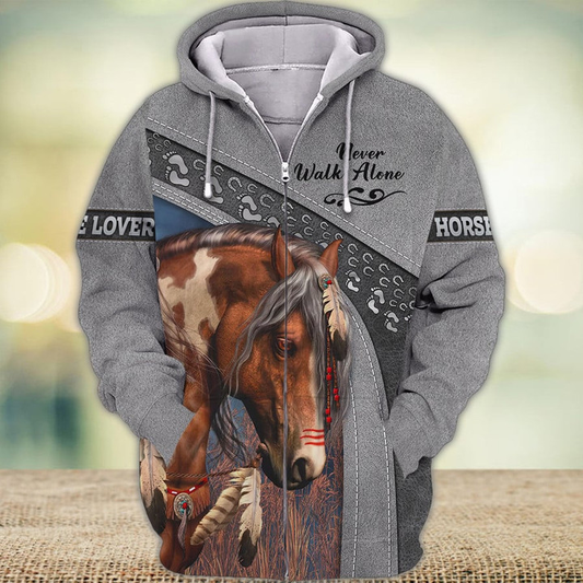 Joycorners Horse Lovers Never Walk Alone 3D Hoodie