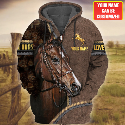 Joycorners Custom Name Horse Lovers 3D Hoodie