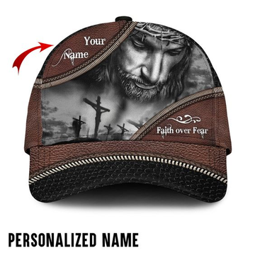 Joycorners Custom Name Jesus Faith over Fear Cap