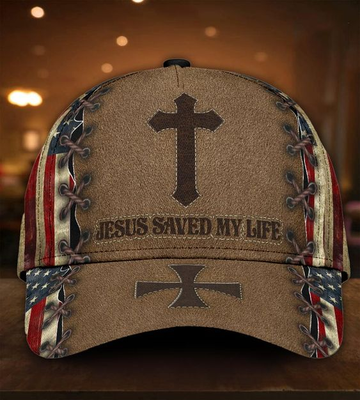 Joycorners Jesus Saved My Life US Flag Cap