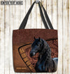 Joycorners Friesian Horse Carving Leather Pattern Custom Name 3D Tote Bag