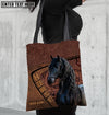 Joycorners Friesian Horse Carving Leather Pattern Custom Name 3D Tote Bag