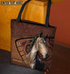 Joycorners Hackney Horse Carving Leather Pattern Custom Name 3D Tote Bag