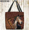 Joycorners Hackney Horse Carving Leather Pattern Custom Name 3D Tote Bag