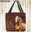 Joycorners Palomino Horse Carving Leather Pattern Custom Name 3D Tote Bag