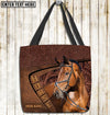 Joycorners Warmblood Horse Carving Leather Pattern Custom Name 3D Tote Bag