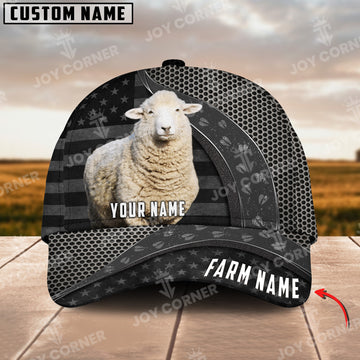 Joycorners Sheep Customized Name And Farm Name Metal 3D Classic Cap