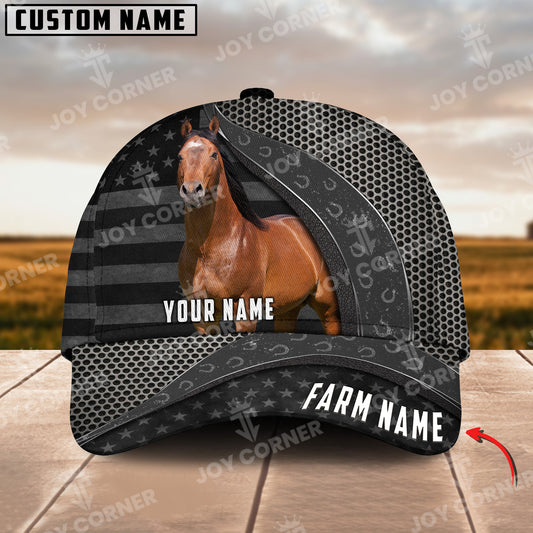 Joycorners Horse Customized Name And Farm Name Metal 3D Classic Cap