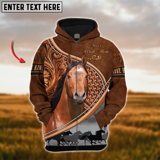 Joycorners Custom Name American Quarter Horse Never Walk Alone 3D Hoodie