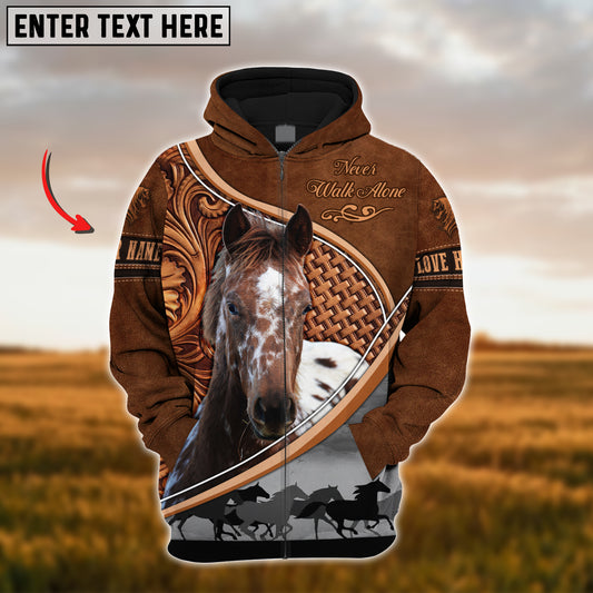 Joycorners Custom Name Appaloosa Horse Never Walk Alone 3D Hoodie