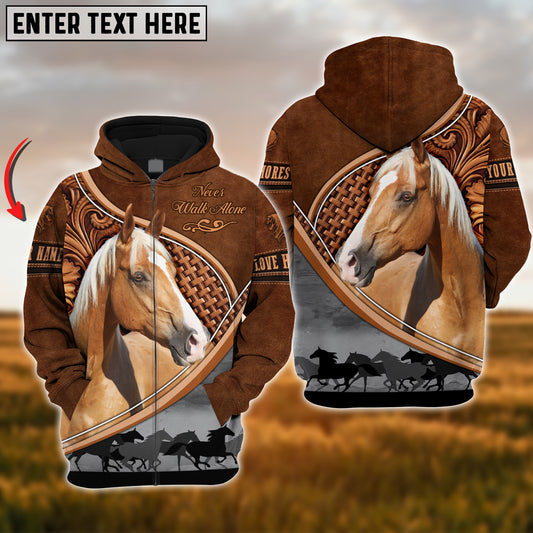 Joycorners Custom Name Palomino Horse Never Walk Alone 3D Hoodie