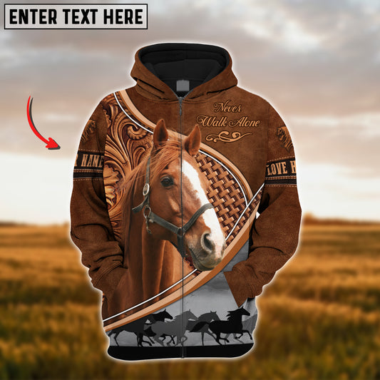 Joycorners Custom Name Thoroughbred Horse Never Walk Alone 3D Hoodie