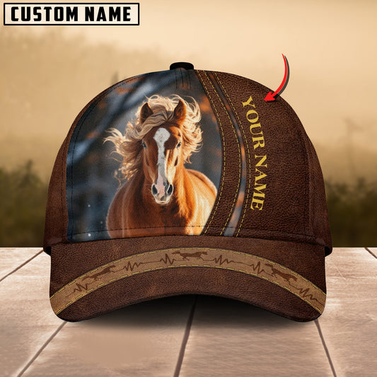 Joycorners Horse Lovers Leather Pattern Customized Name Cap