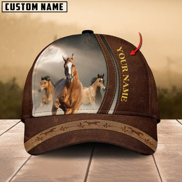 Joycorners Horse Lovers Leather Pattern Customized Name Cap