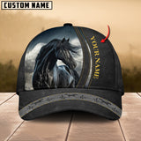 Joycorners Black Horse Lovers Leather Pattern Customized Name Cap