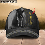 Joycorners Black Horse Lovers Leather Pattern Customized Name Cap