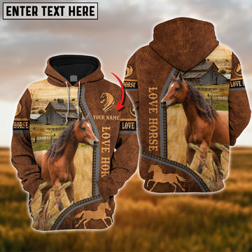 Joycorners Custom Name Farm Horse Lovers 3D Printed Hoodie