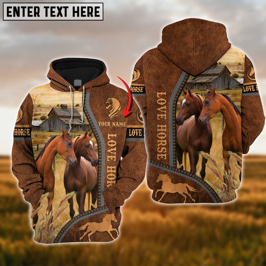 Joycorners Custom Name Farm Horse Lovers 3D Printed Hoodie