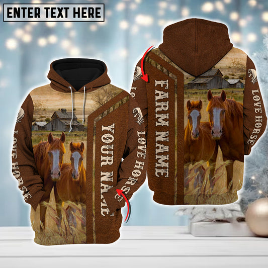 Joycorners Custom Name Farm Horse Lovers Merry Christmas 3D Printed Hoodie