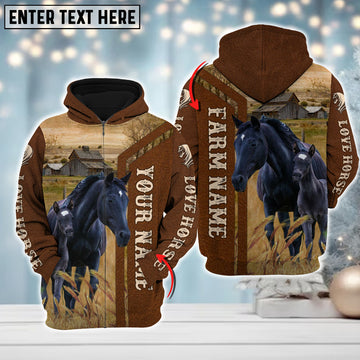 Joycorners Custom Name Farm Horse Lovers Merry Christmas 3D Printed Hoodie