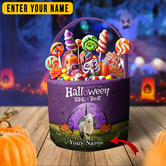 Joycorners Sheep Trick Or Treat Personalized Name Halloween Spooky Candy Basket