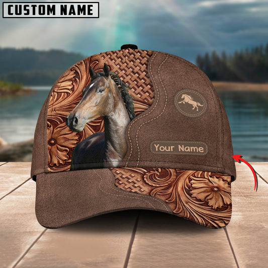 Joycorners Hackney Horse Carving Leather Pattern Custom Name 3D Classic Cap