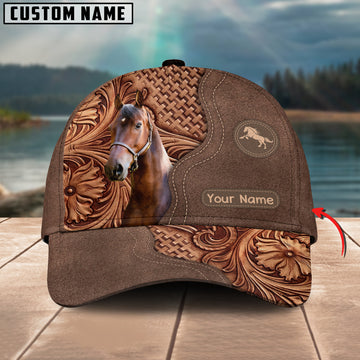 Joycorners Morgan Horse Carving Leather Pattern Custom Name 3D Classic Cap