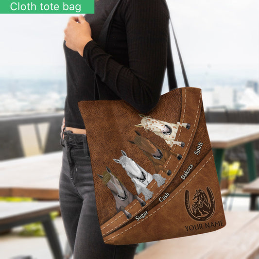 Joycorners Horse Lovers Custom Name 3D Tote Bag
