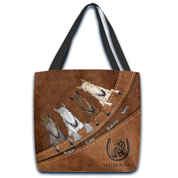 Joycorners Horse Lovers Custom Name 3D Tote Bag