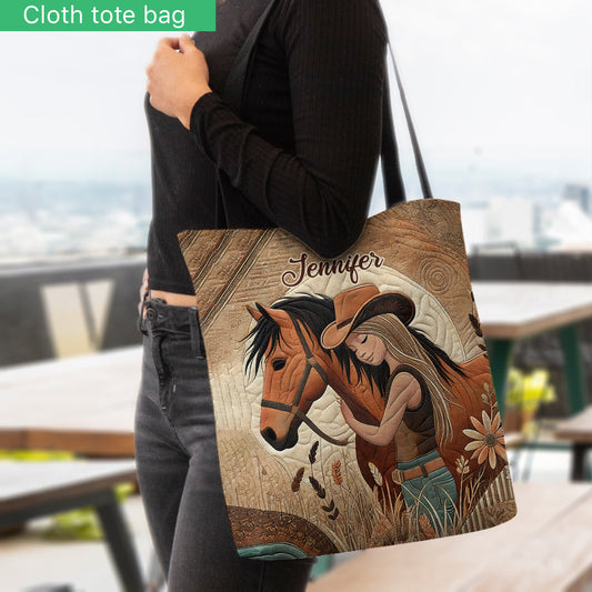 Joycorners Horse Lovers Custom Name 3D Tote Bag