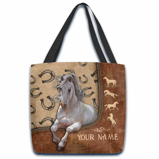 Joycorners Horse Lovers Custom Name 3D Tote Bag