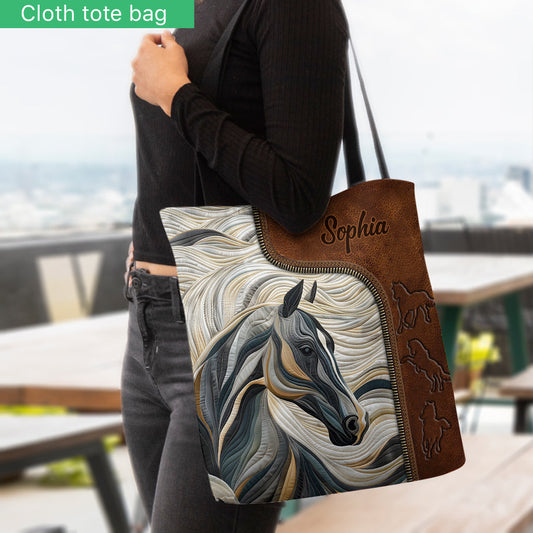 Joycorners Beautiful Horse Custom Name 3D Tote Bag