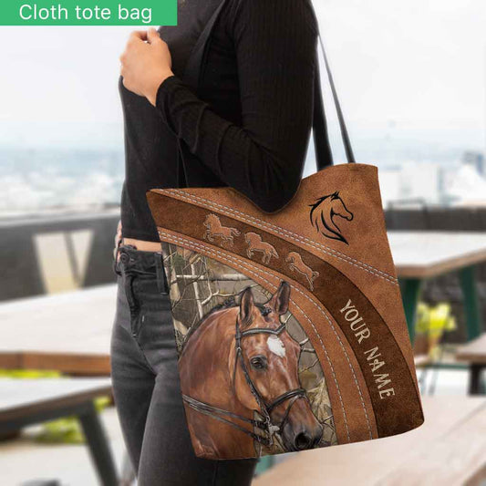 Joycorners Horse Lovers Custom Name 3D Tote Bag
