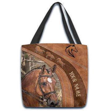 Joycorners Horse Lovers Custom Name 3D Tote Bag