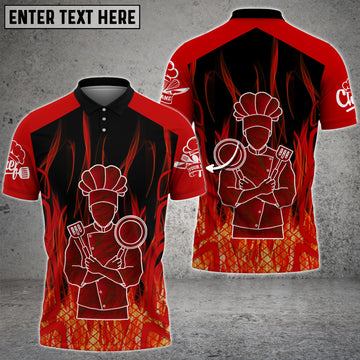 CHEF Fire - Personalized Name 3D Black & Red All Over Printed Shirt