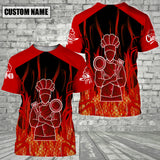 CHEF Fire - Personalized Name 3D Black & Red All Over Printed Shirt