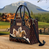JC Palomino Horse Happiness Sunflower Custom Name 3D Leather Handbag