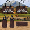 JC Appaloosa Horse Happiness Sunflower Custom Name 3D Leather Handbag