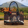 JC Morgan Horse Happiness Sunflower Custom Name 3D Leather Handbag