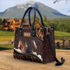 JC Hackney Horse Happiness Sunflower Custom Name 3D Leather Handbag