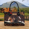 JC Hackney Horse Happiness Sunflower Custom Name 3D Leather Handbag