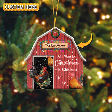 Joycorners Chicken Christmas Gift Red Barn Custom Shape Acrylic Ornament