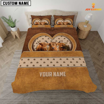 JoyCorners Highland Cattle Customized Name 3D Bedding Set