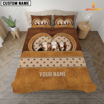 JoyCorners Hereford Cattle Customized Name 3D Bedding Set